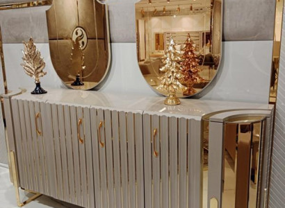 Sideboard with 2x mirror wooden furniture sideboard luxury furniture modern furniture 3-piece set. New